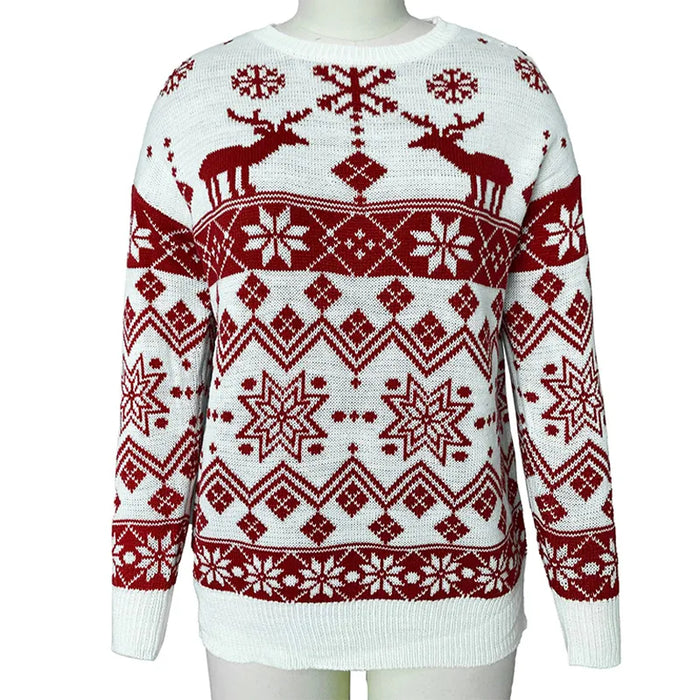 Deer Printed Knitted Matching Christmas Sweater