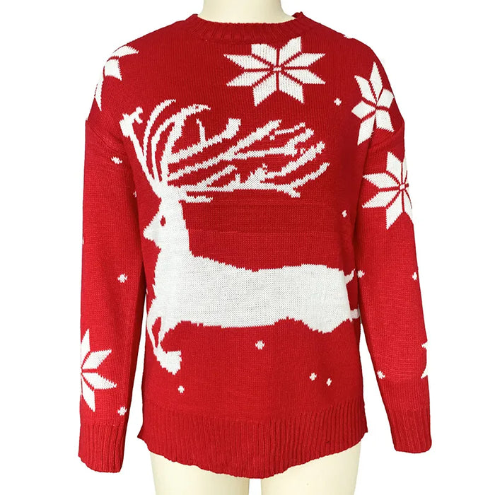 Deer Printed Knitted Matching Christmas Sweater