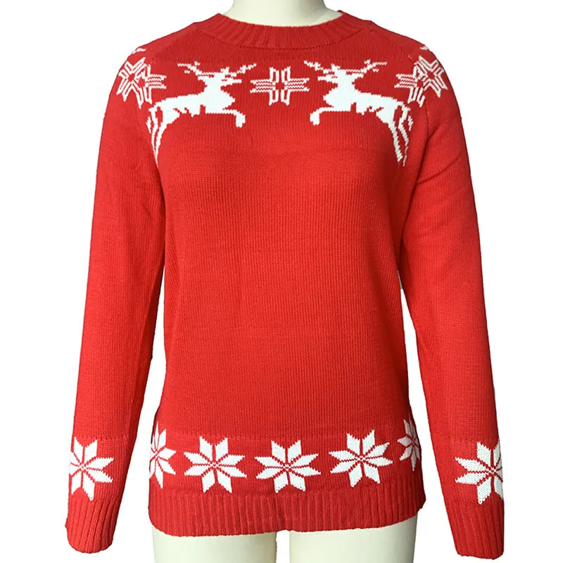 Christmas Deer Printed Knitted Sweater