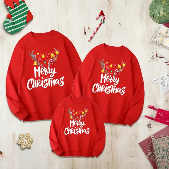 Christmas Themed Printed Long Sleeved Matching Sweater