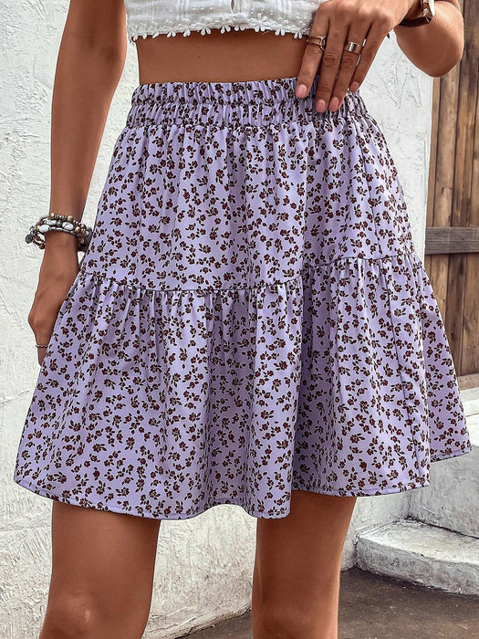 Ditsy Floral Ruffle Hem Skirt