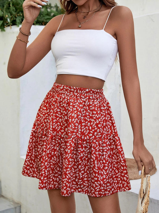 Ditsy Floral Ruffle Hem Skirt