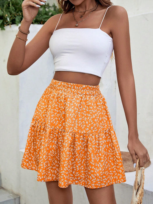 Ditsy Floral Ruffle Hem Skirt