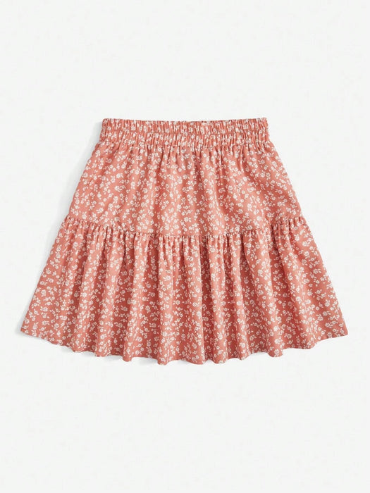 Ditsy Floral Ruffle Hem Skirt