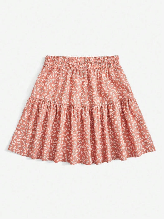 Ditsy Floral Ruffle Hem Skirt