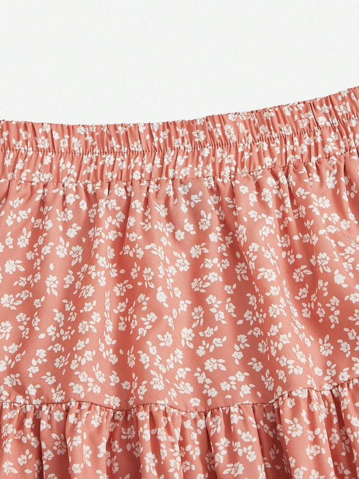 Ditsy Floral Ruffle Hem Skirt