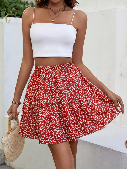 Ditsy Floral Ruffle Hem Skirt