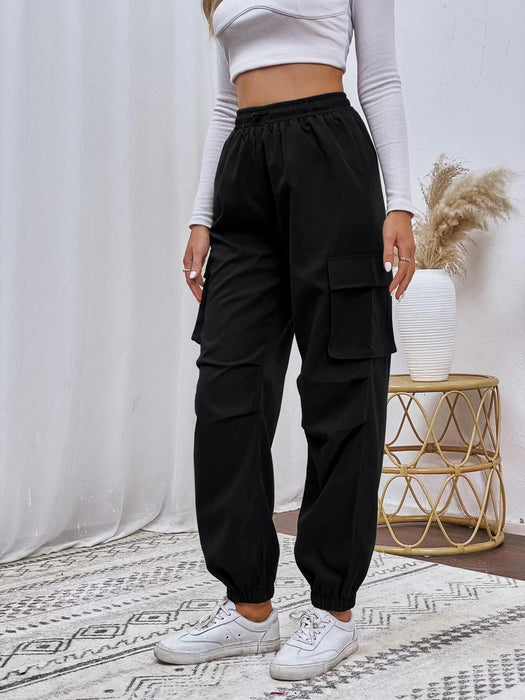 Drawstring Waistband Cargo Pants With Pocket