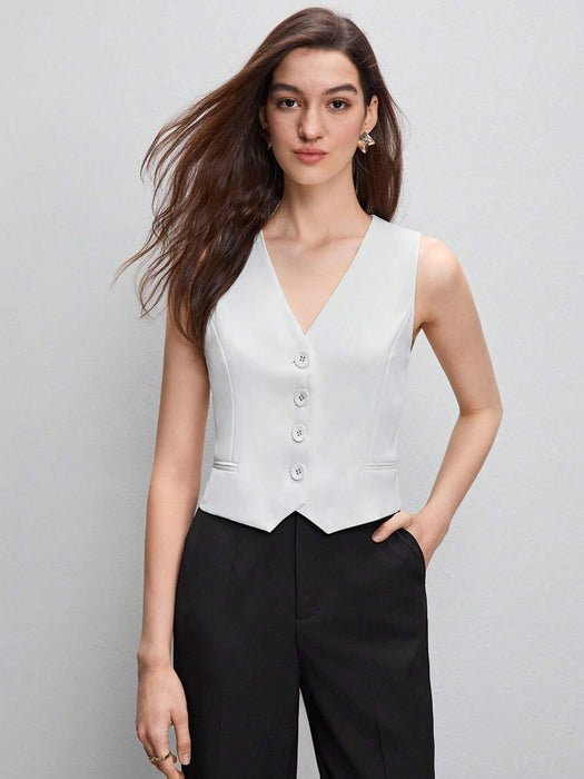 Regular Fit Front Button Vest Blazer