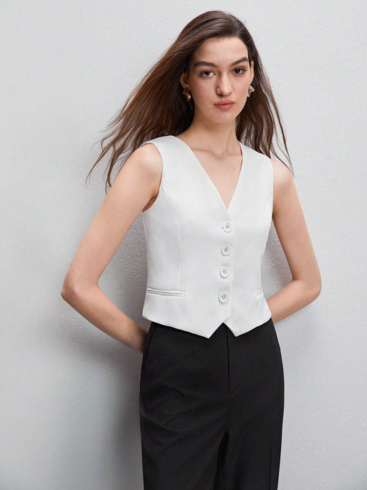 Regular Fit Front Button Vest Blazer