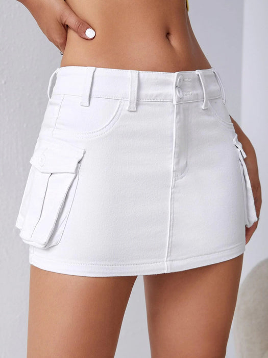 Flap Pocket Denim Skirt