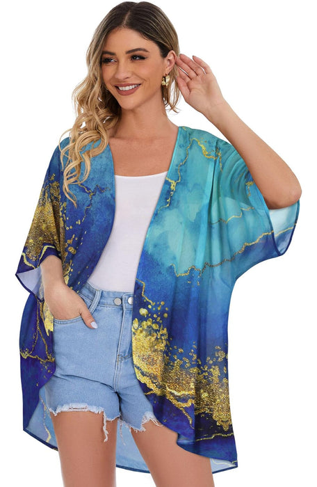 Floral Puff Sleeve Kimono Cardigan