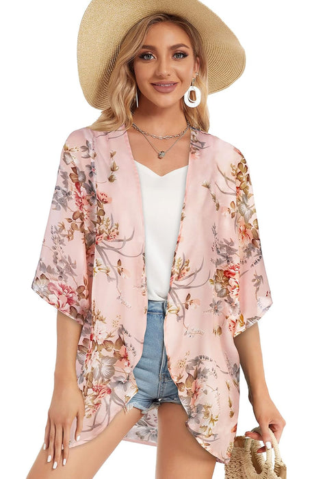 Floral Puff Sleeve Kimono Cardigan