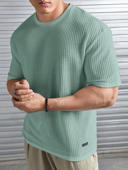 Patched Detail Waffle Knit Tee