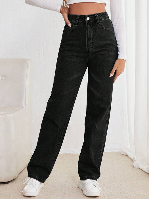 High Straight Fit Jeans