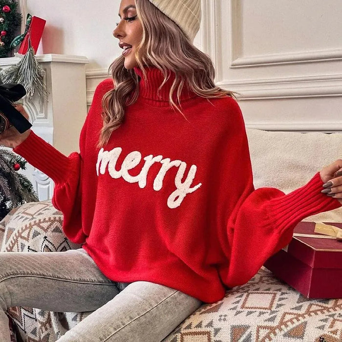 Merry Printed Loose Christmas Sweater