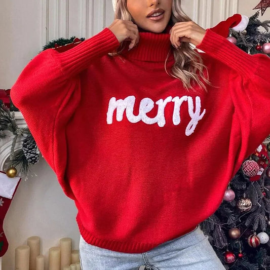 Merry Printed Loose Christmas Sweater