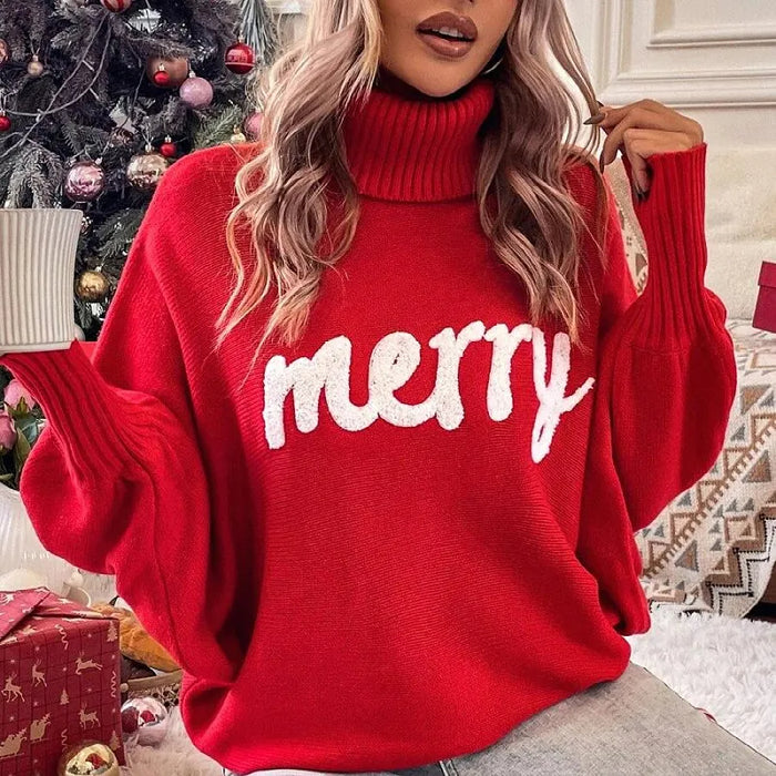 Merry Printed Loose Christmas Sweater