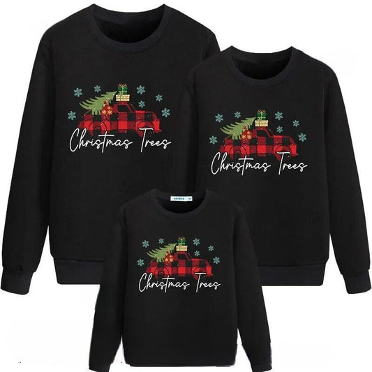 Christmas Trees Printed Casual Matching Sweater