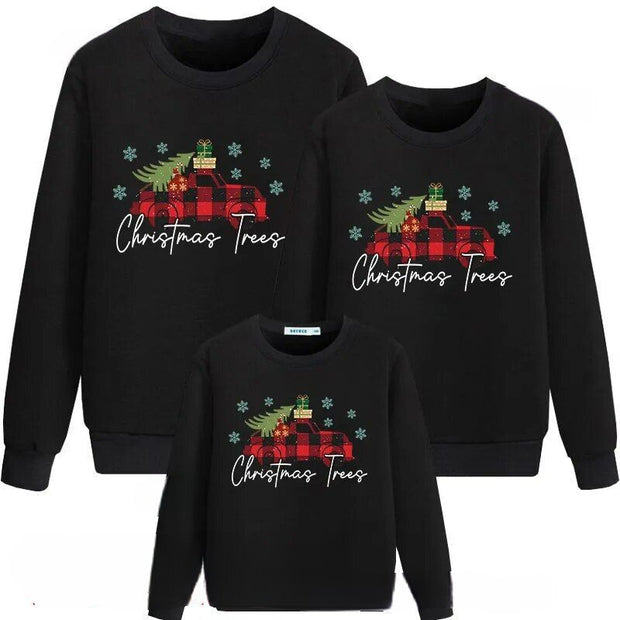 Long Sleeve Christmas Trees Printed Casual Sweatshirt