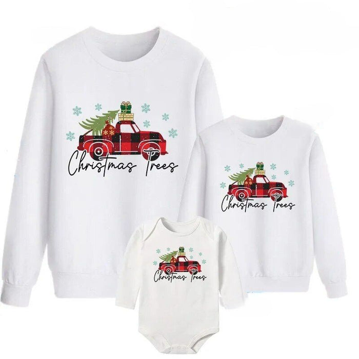 Christmas Trees Printed Casual Matching Sweater