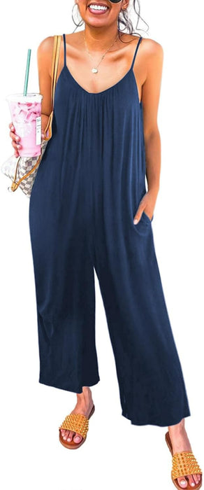 Loose Fit Sleeveless Jumpsuit With Pockets