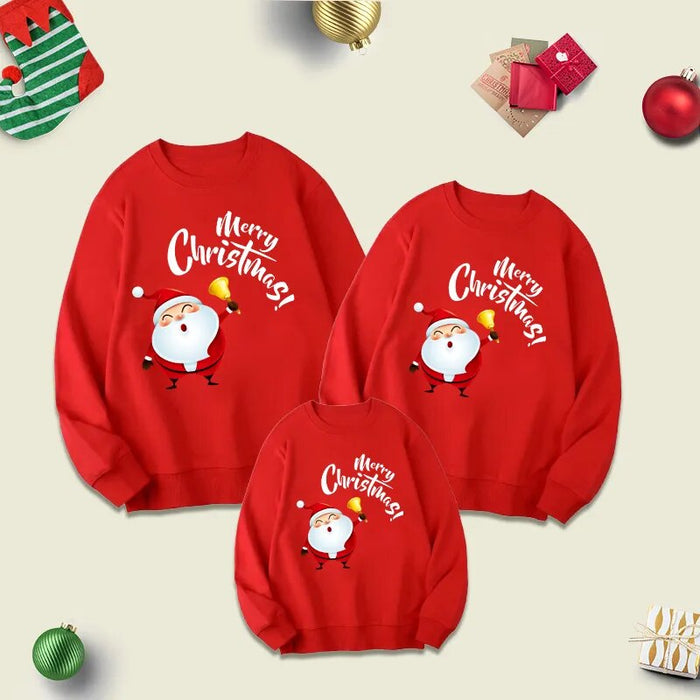 Merry Christmas And Santa Printed Matching Sweater