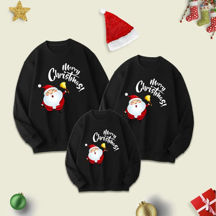 Merry Christmas And Santa Printed Matching Sweater