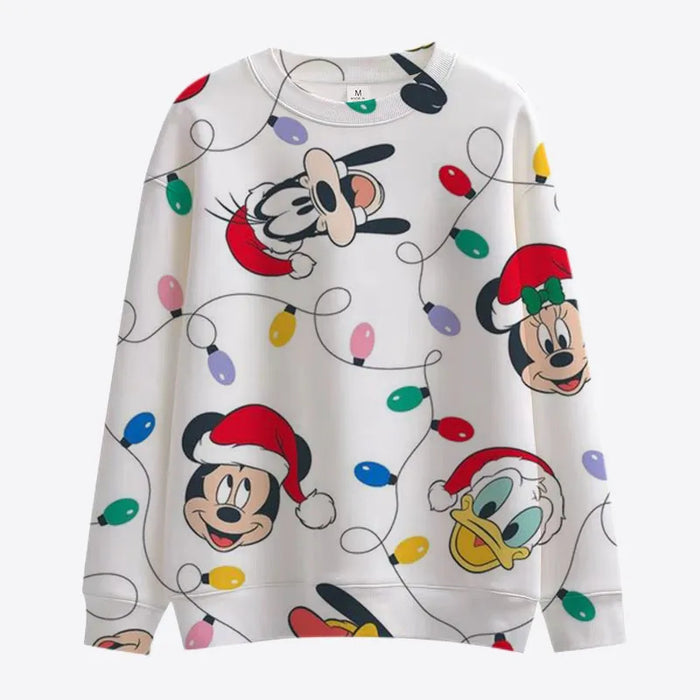 Cartoon Printed Christmas Theme Sweatshirt