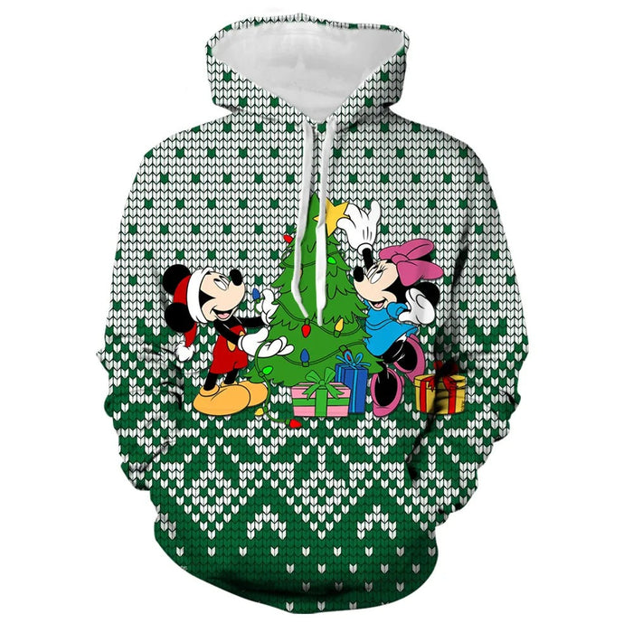 Cartoon Pattern Printed Christmas Hoodies