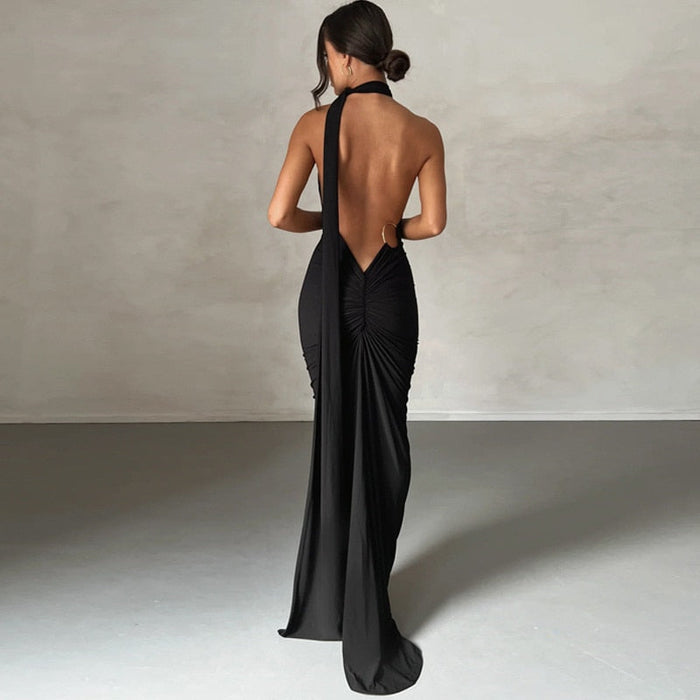 Oblique Backless Maxi Dress