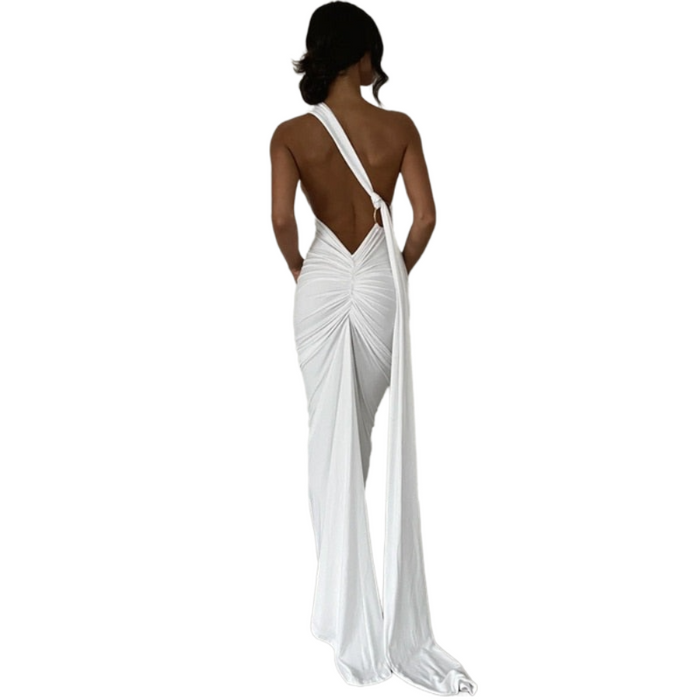 Oblique Backless Maxi Dress