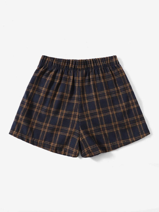 Plaid Casual Pocket Shorts