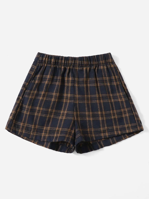 Plaid Casual Pocket Shorts