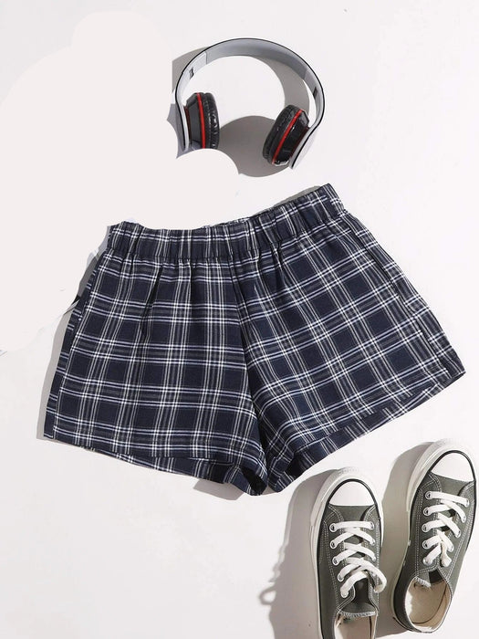 Plaid Casual Pocket Shorts