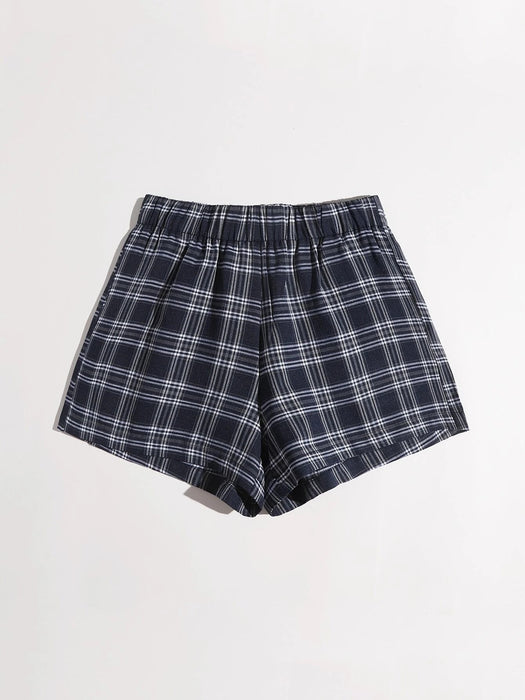 Plaid Casual Pocket Shorts