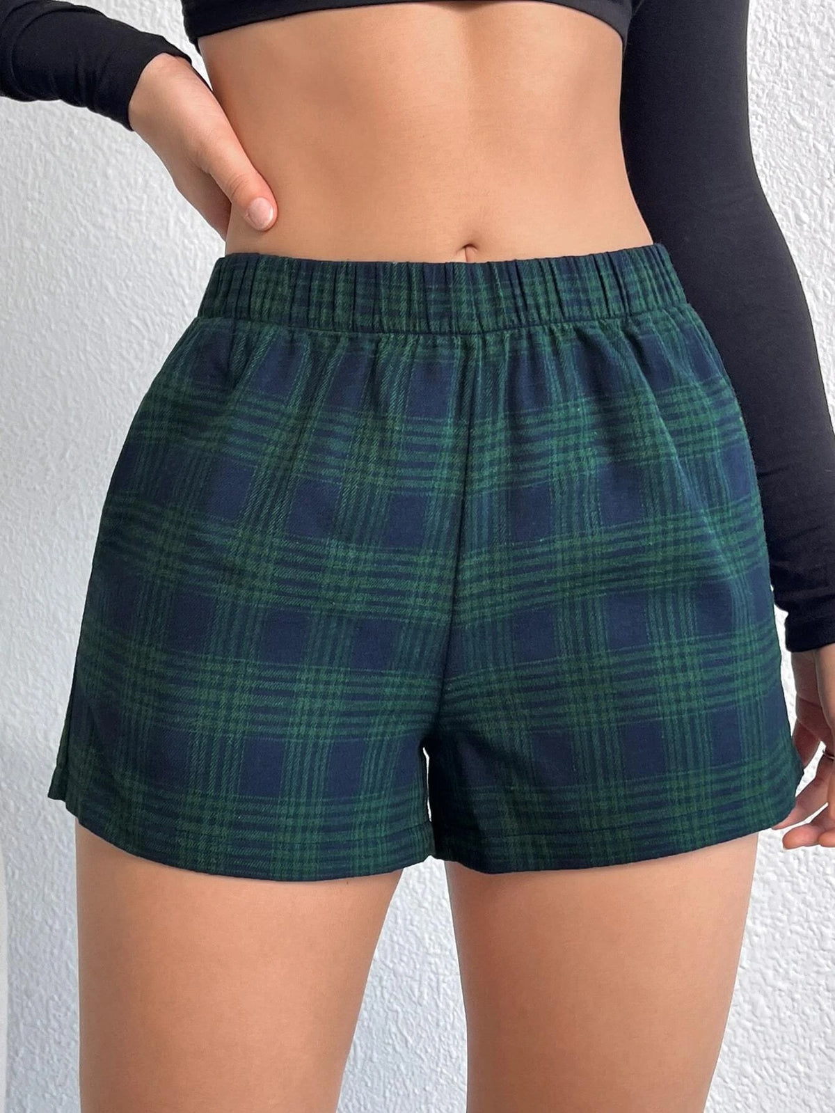 Plaid Casual Pocket Shorts