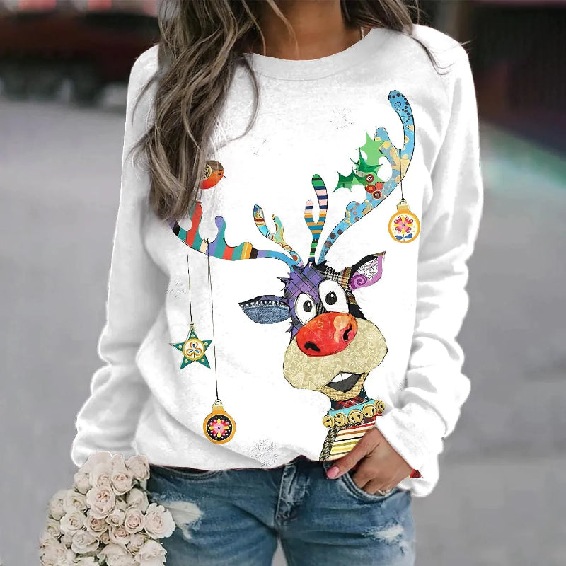 Round Animal Printed Christmas Sweater
