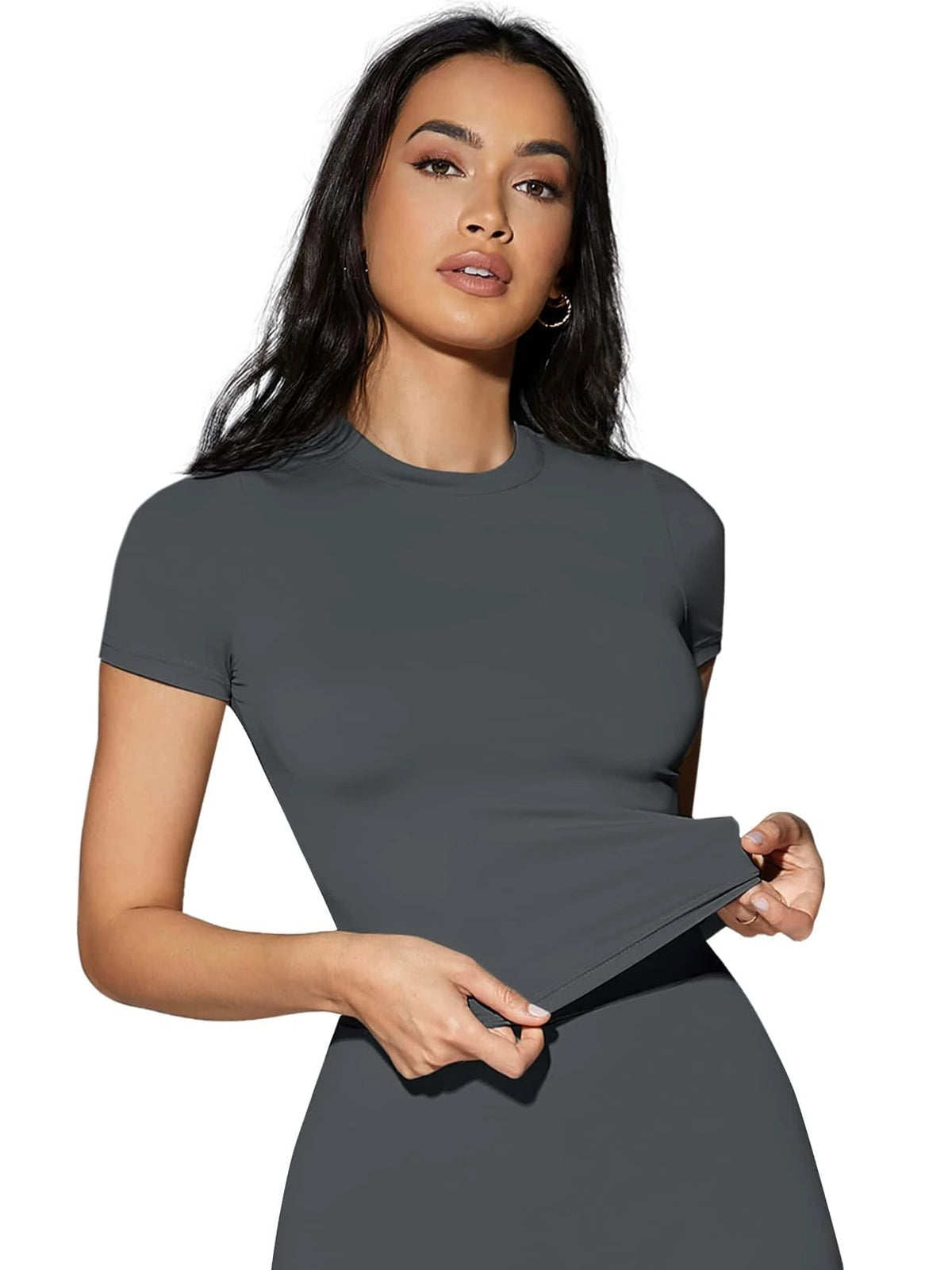 Round Neck Solid Fitted Tee