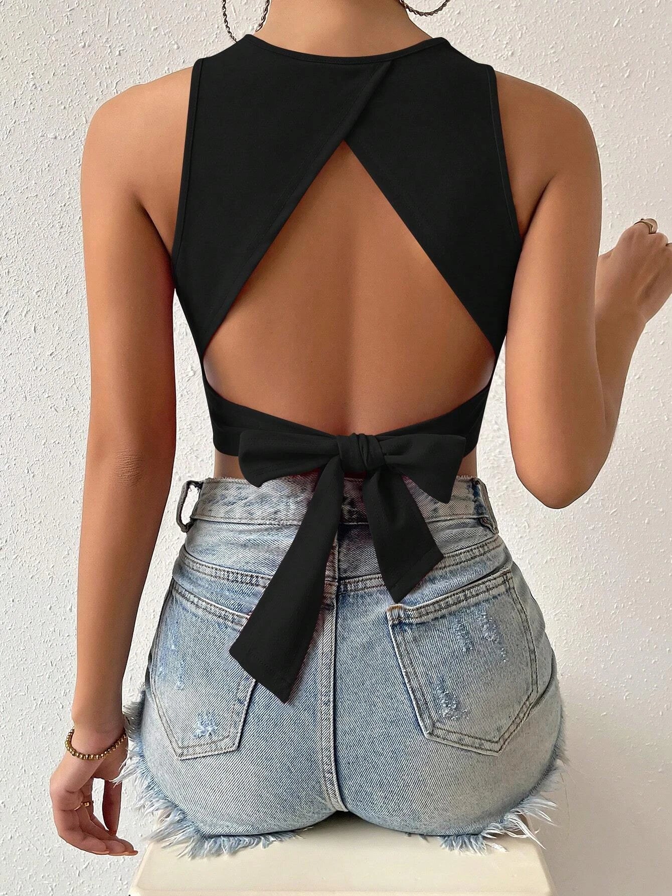 Solid Backless Tank Top