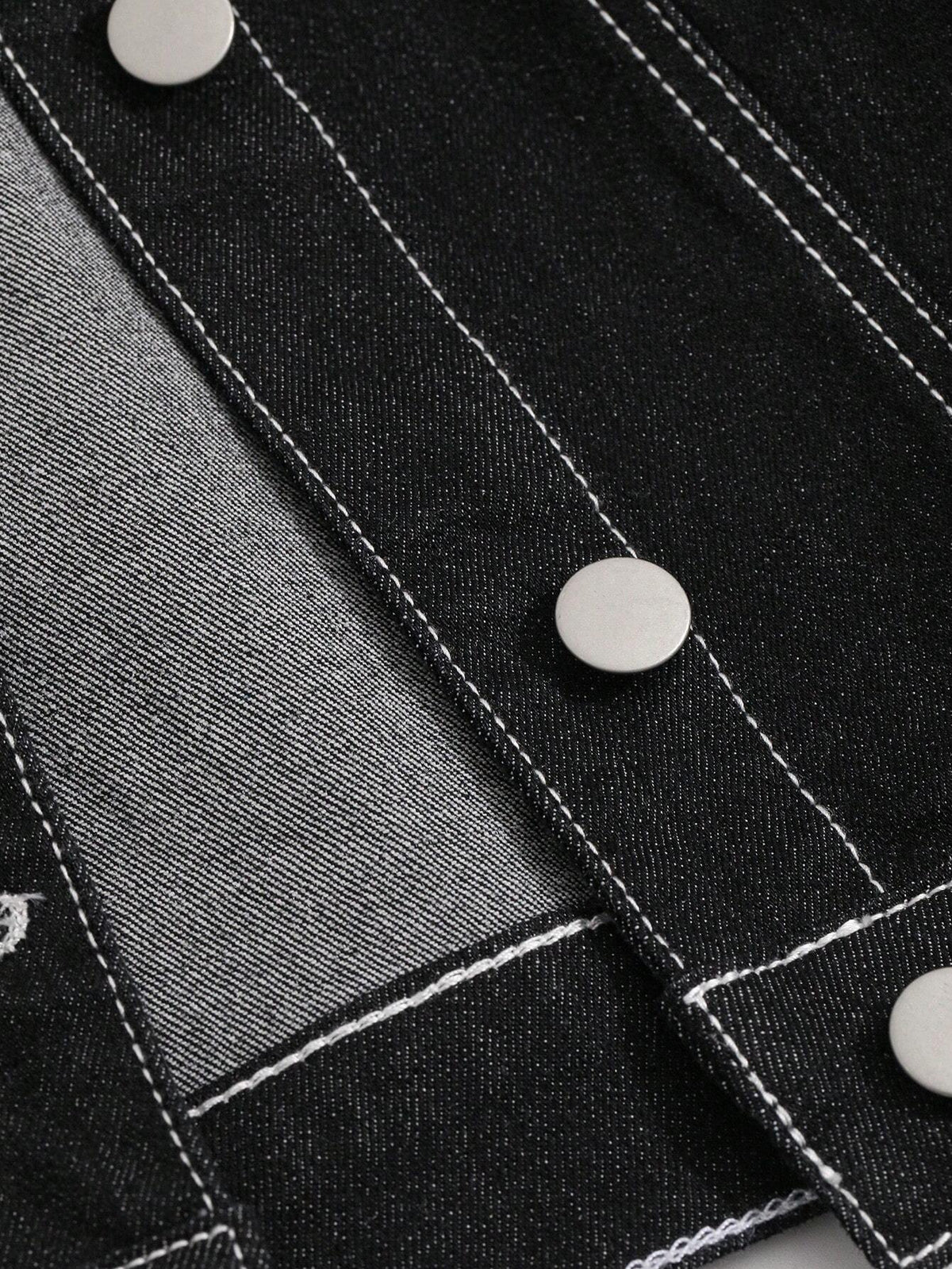 Solid Button Pocket Denim Jacket