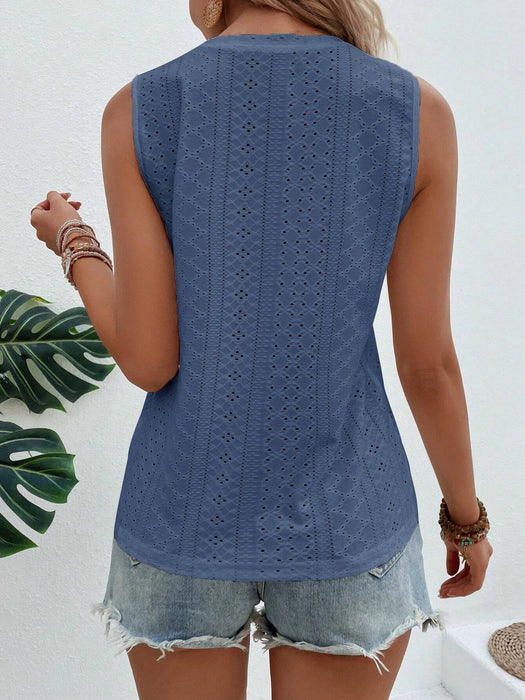 Solid Embroidery Pattern Tank Top