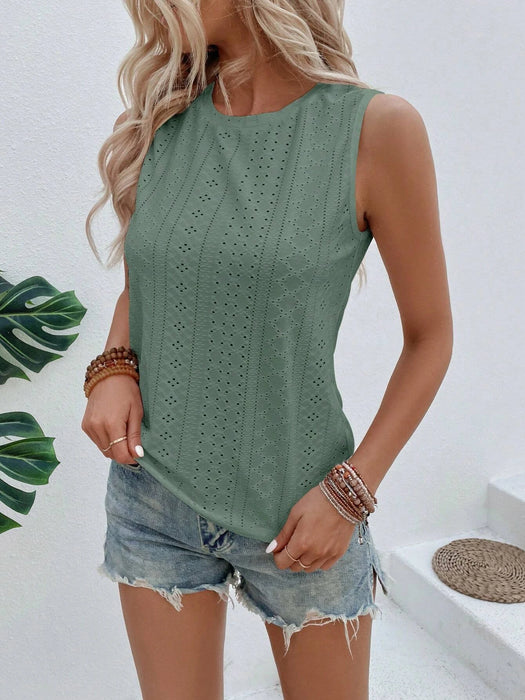 Solid Embroidery Pattern Tank Top