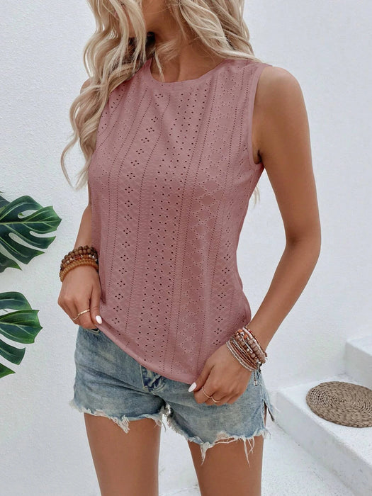 Solid Embroidery Pattern Tank Top