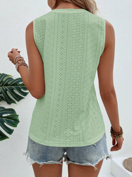 Solid Embroidery Pattern Tank Top