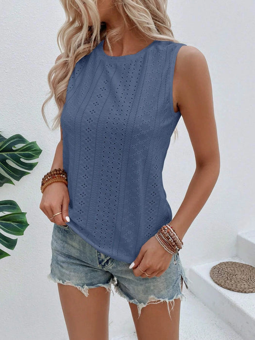 Solid Embroidery Pattern Tank Top