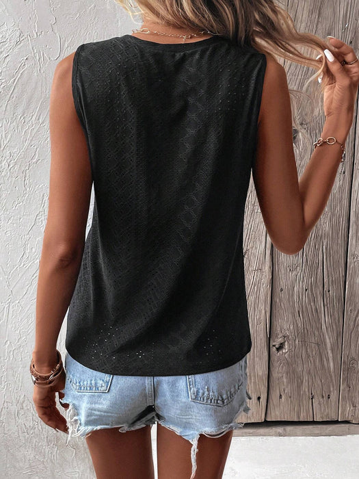 Solid Embroidery Pattern Tank Top