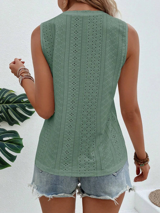 Solid Embroidery Pattern Tank Top