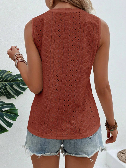 Solid Embroidery Pattern Tank Top