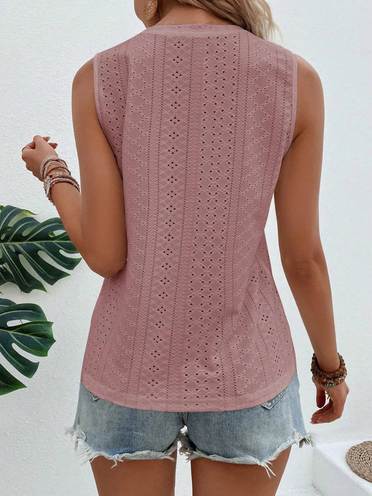 Solid Embroidery Pattern Tank Top